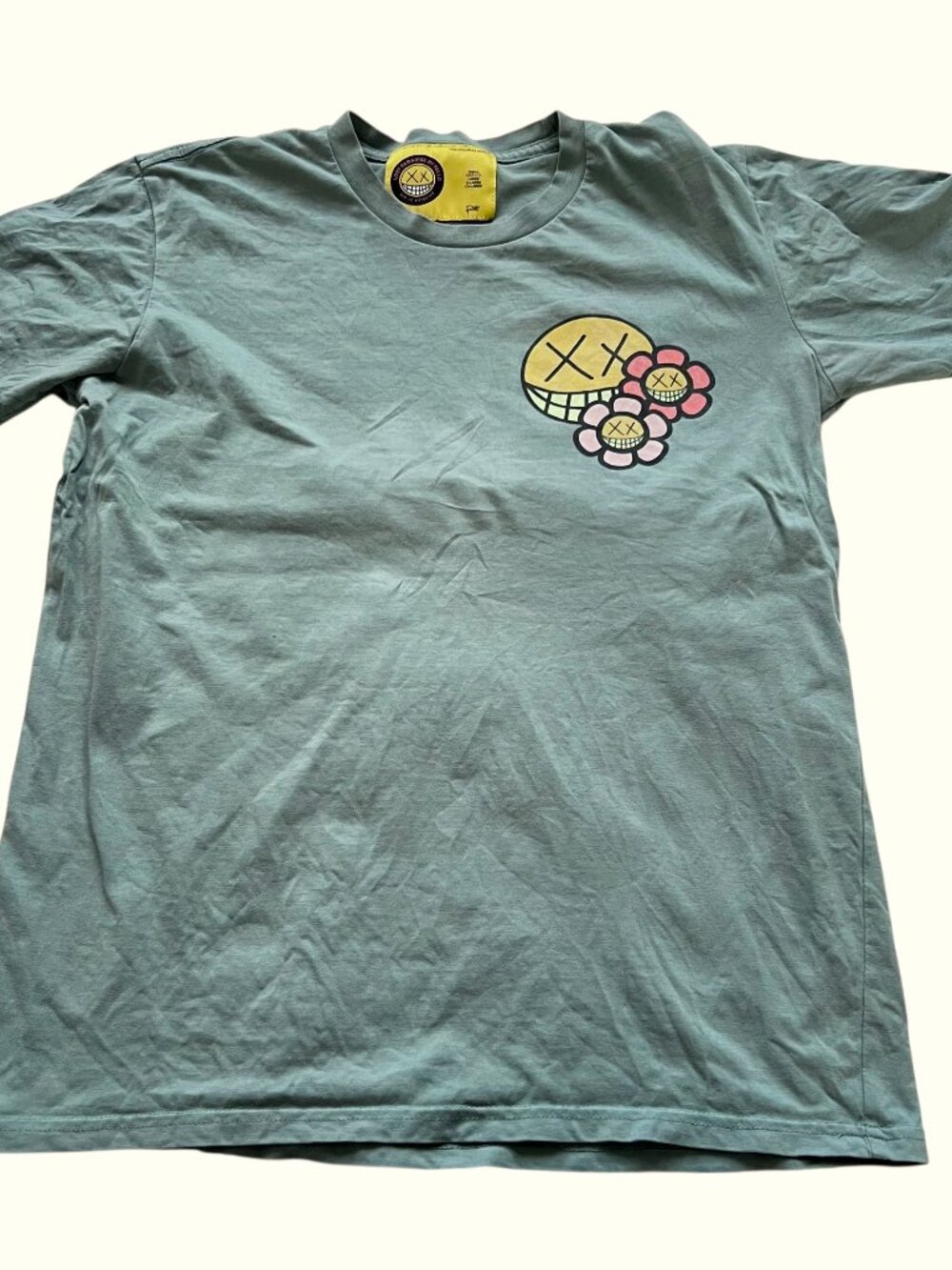 Lost Paradise by Rello t shirt dusty green-blue flowers Medium